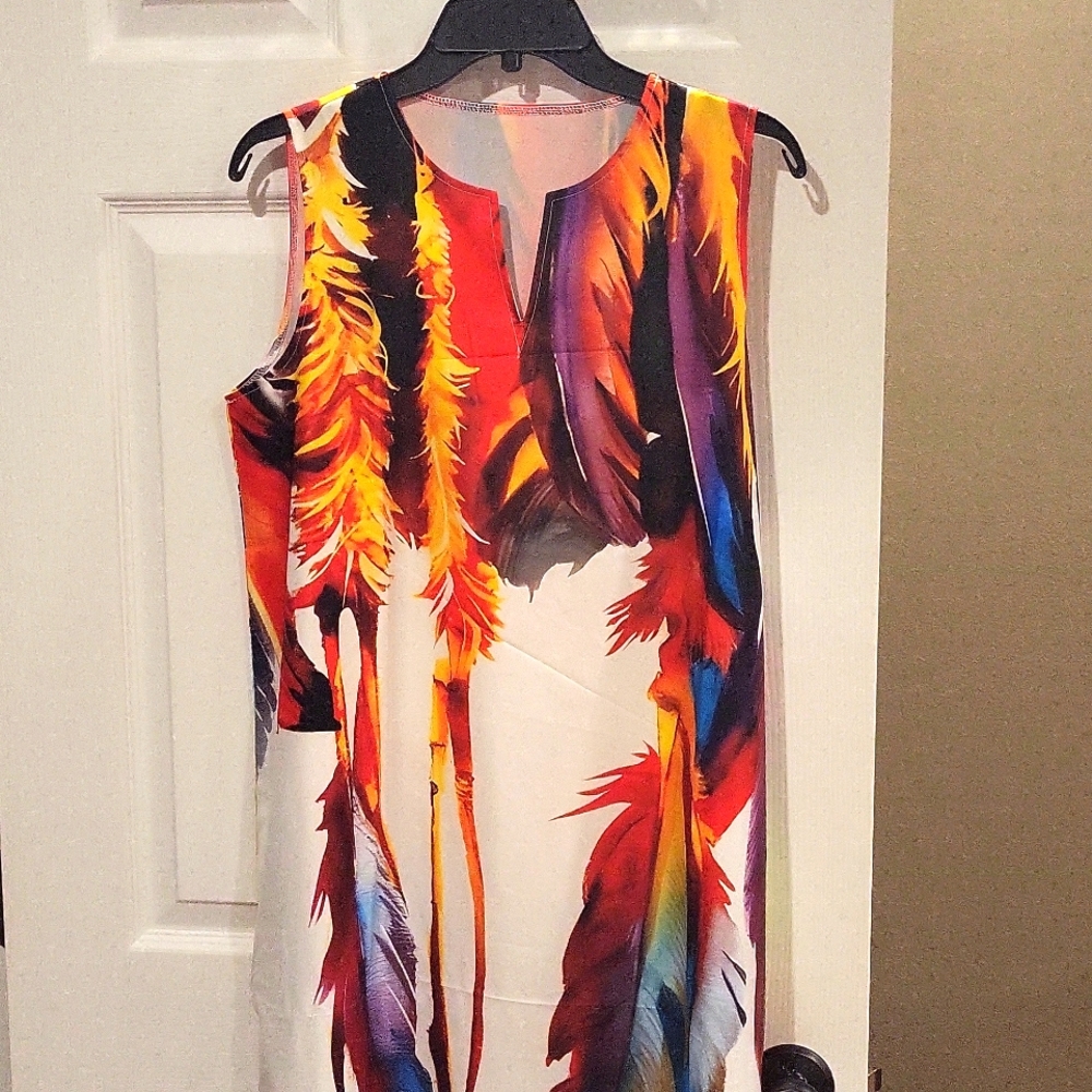 Bohemian maxi dress.  Large white and bold